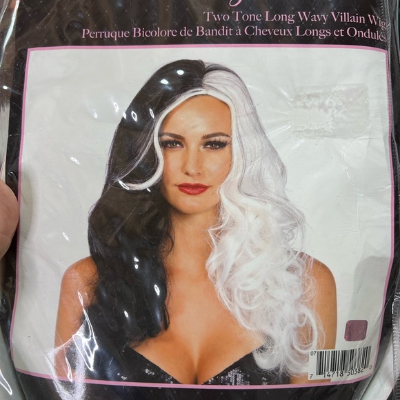 Black & white wig 🖤Two-Tone Long Wavy Villainess Wig Leg Avenue - Picture 3 of 10